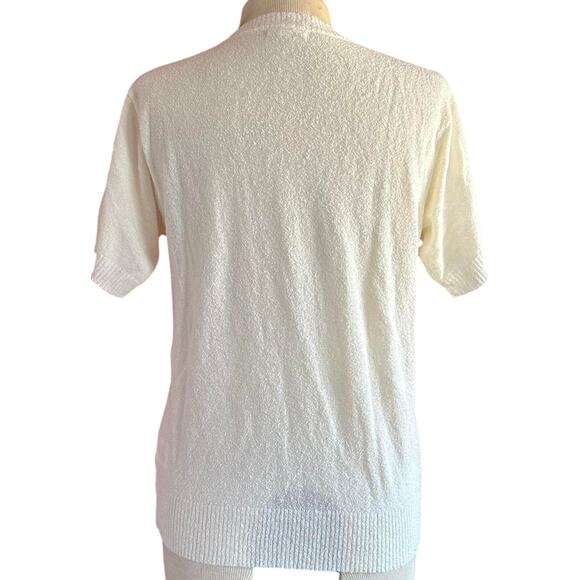 Womens Top Size Large White Sweater Tee Casual Elegance Summer Boating Vacation - Picture 3 of 7